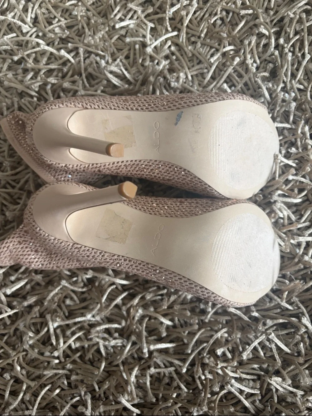 Aldo Beige Knit Peep-Toe Stiletto Booties - Picture 3 of 7